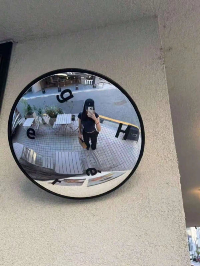 1pc Elegant Art Deco-Style Round Convex Wide-Angle Mirror-Wall-Mounted Decorative Mirror With A Full Plastic Frame; Suitable For Modern Home Decor And Room Styling In Bedrooms, Living Rooms, Studies, Kitchens, And More.